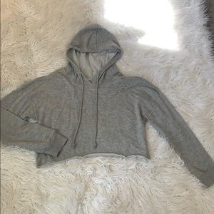 Distressed cropped hoodie